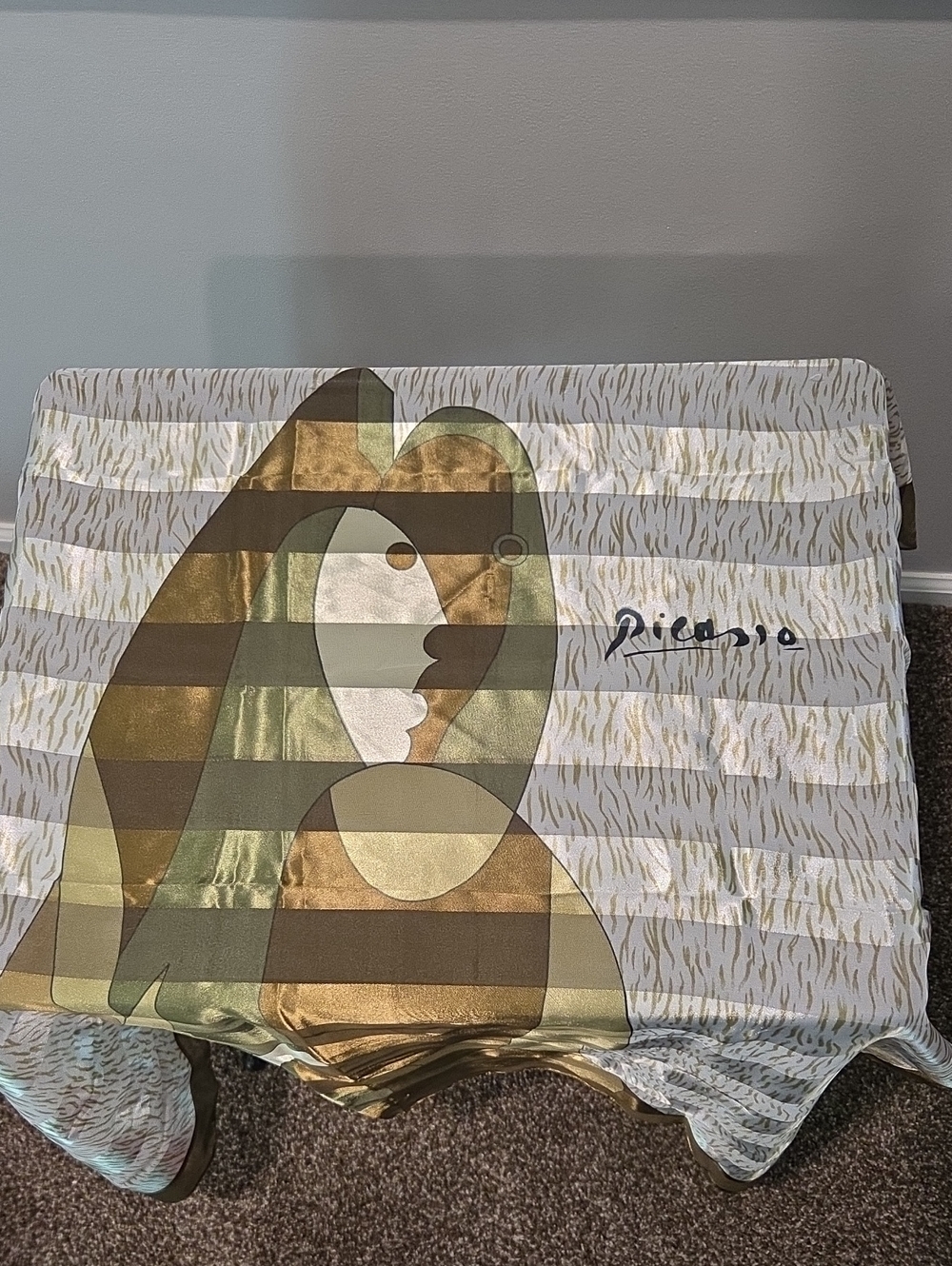 Picasso Picture W/Signature  Gold and Olive Decorative  Sc arf